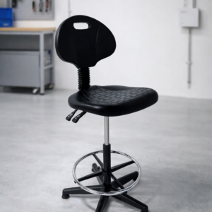 Silla cajero sin brazos industrial aro cromado y doble palanca c/regatón