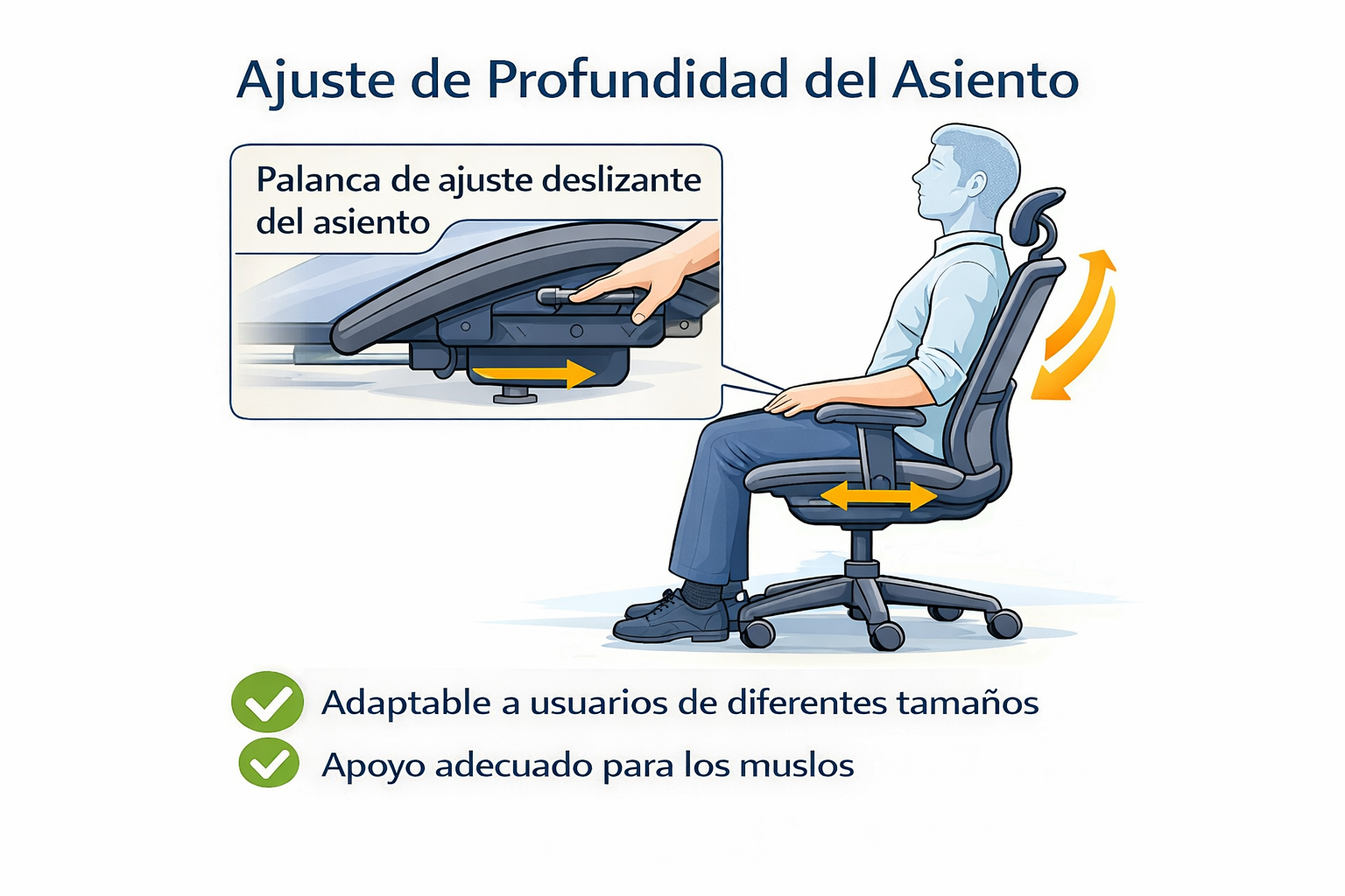 Un profesional trabaja cómodamente en una silla de oficina ejecutiva.