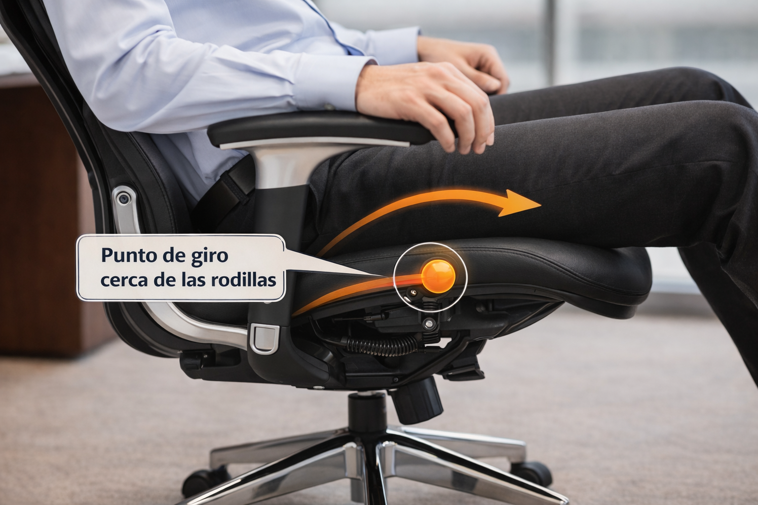 Punto de giro cerca de las rodillas (pivot point)