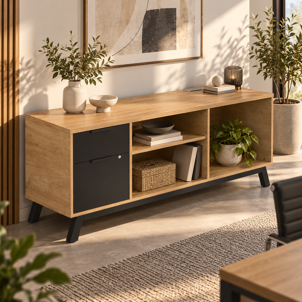 Credenza Alta Anzio M1030 con archivero izquierdo 180cm - Imagen 1