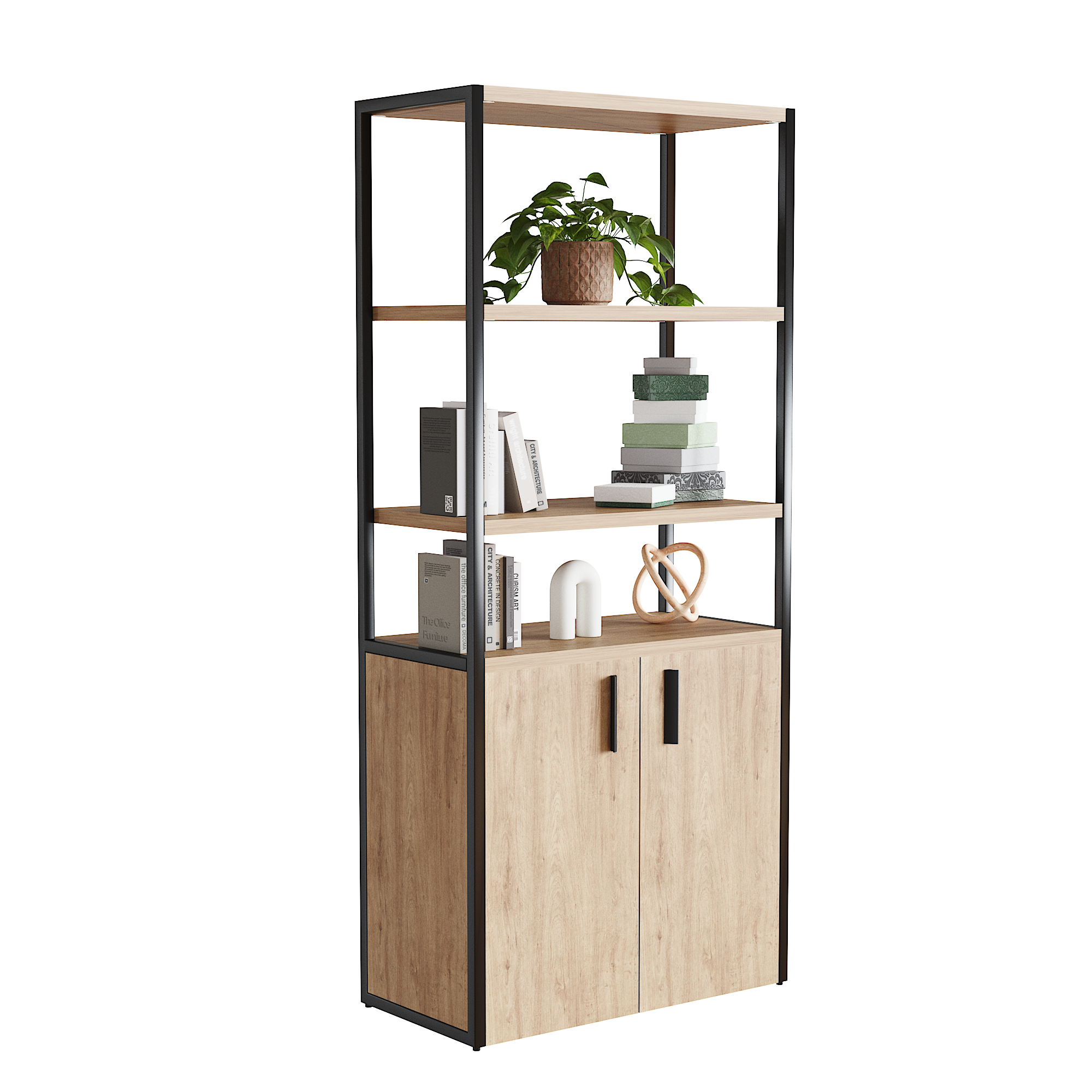 Librero Filio con credenza baja y puertas abatibles 180x75 cm - Imagen 1