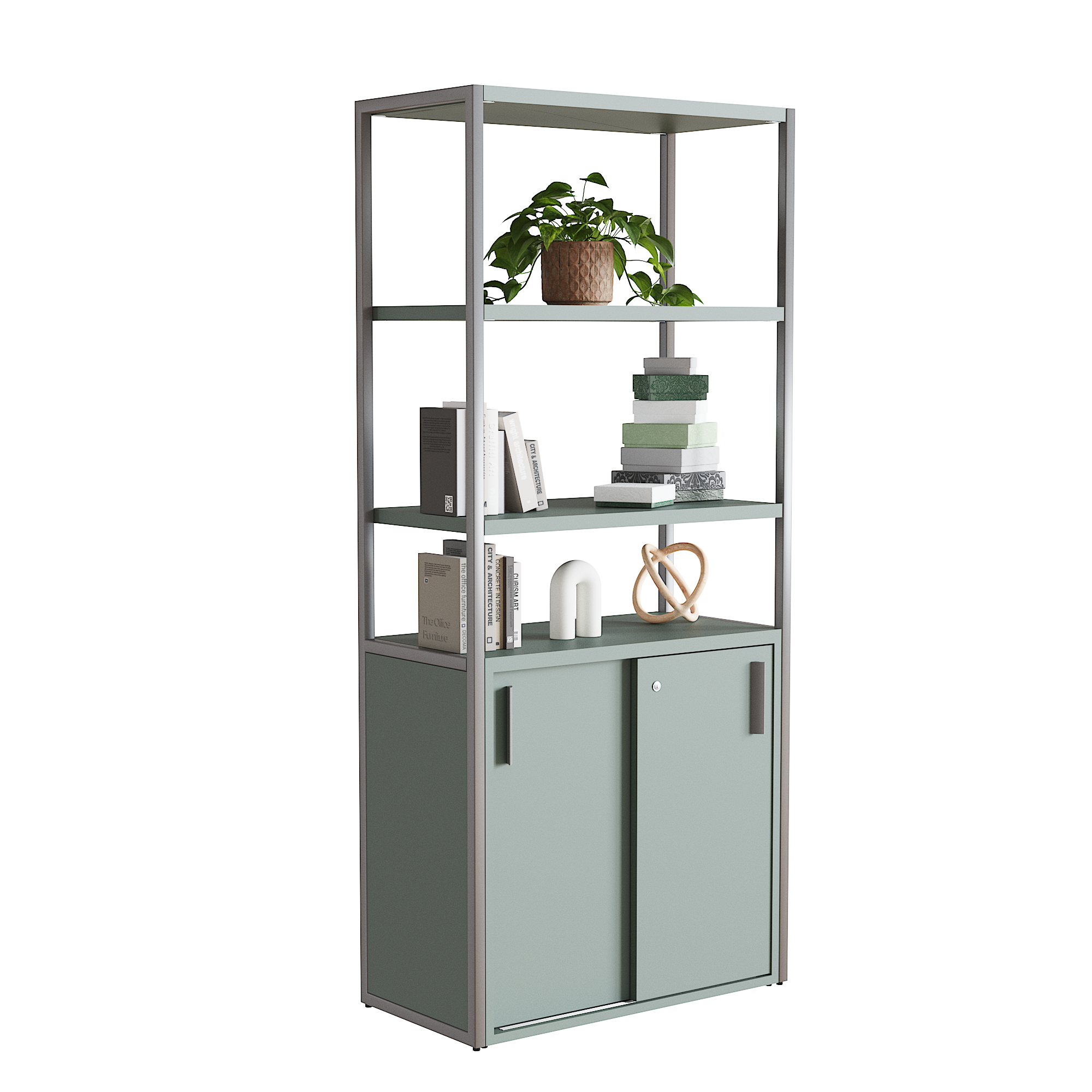 Librero Filio con credenza baja y puertas corredizas 180x75 cm - Imagen 1