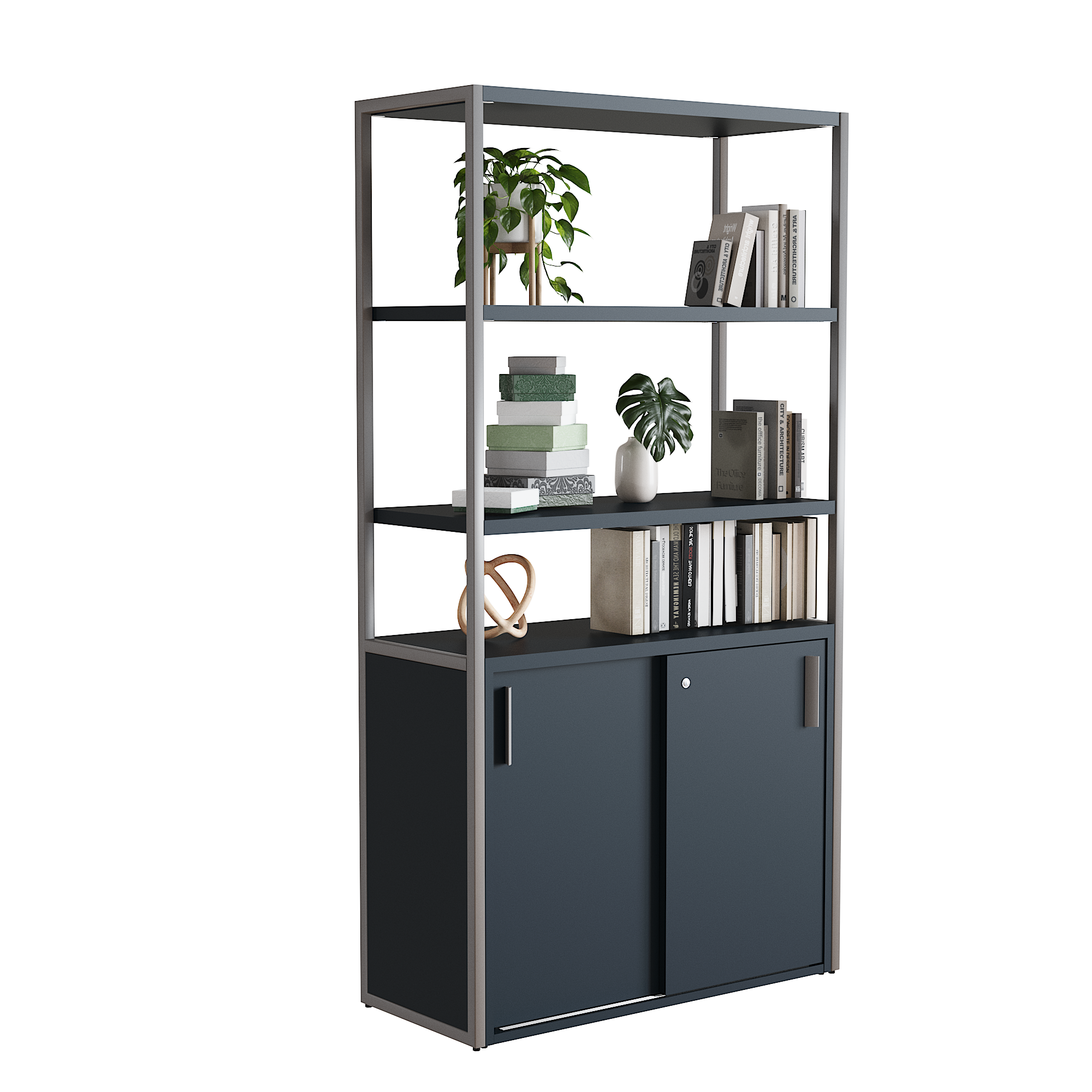 Librero Filio con credenza baja y puertas Corredizas 180x90 cm - Imagen 1