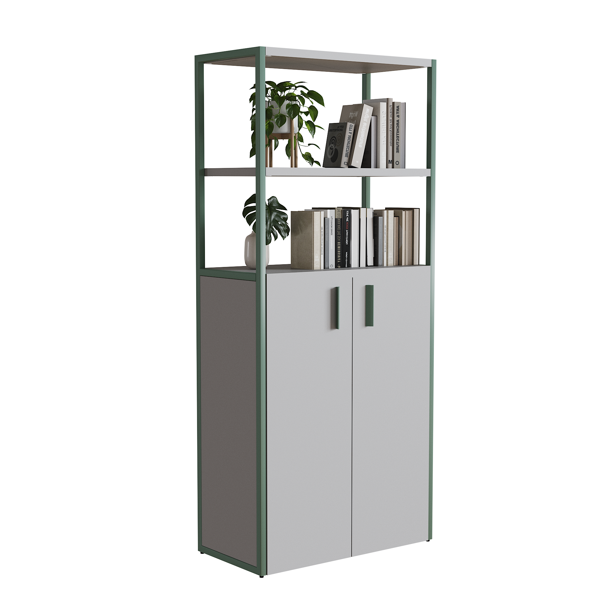 Librero Filio con credenza alta y puertas abatibles 180x75 cm - Imagen 1