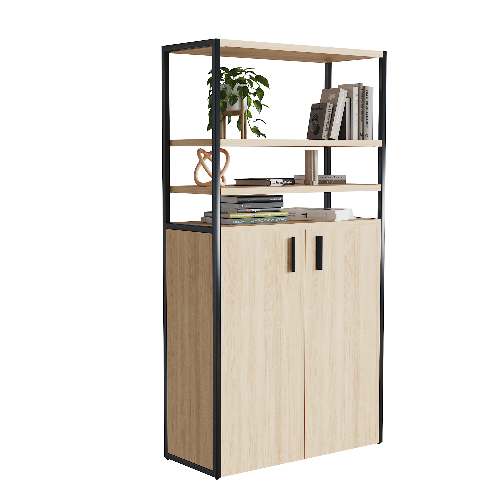 Librero Filio con credenza alta y puertas abatibles 180x90 cm - Imagen 1