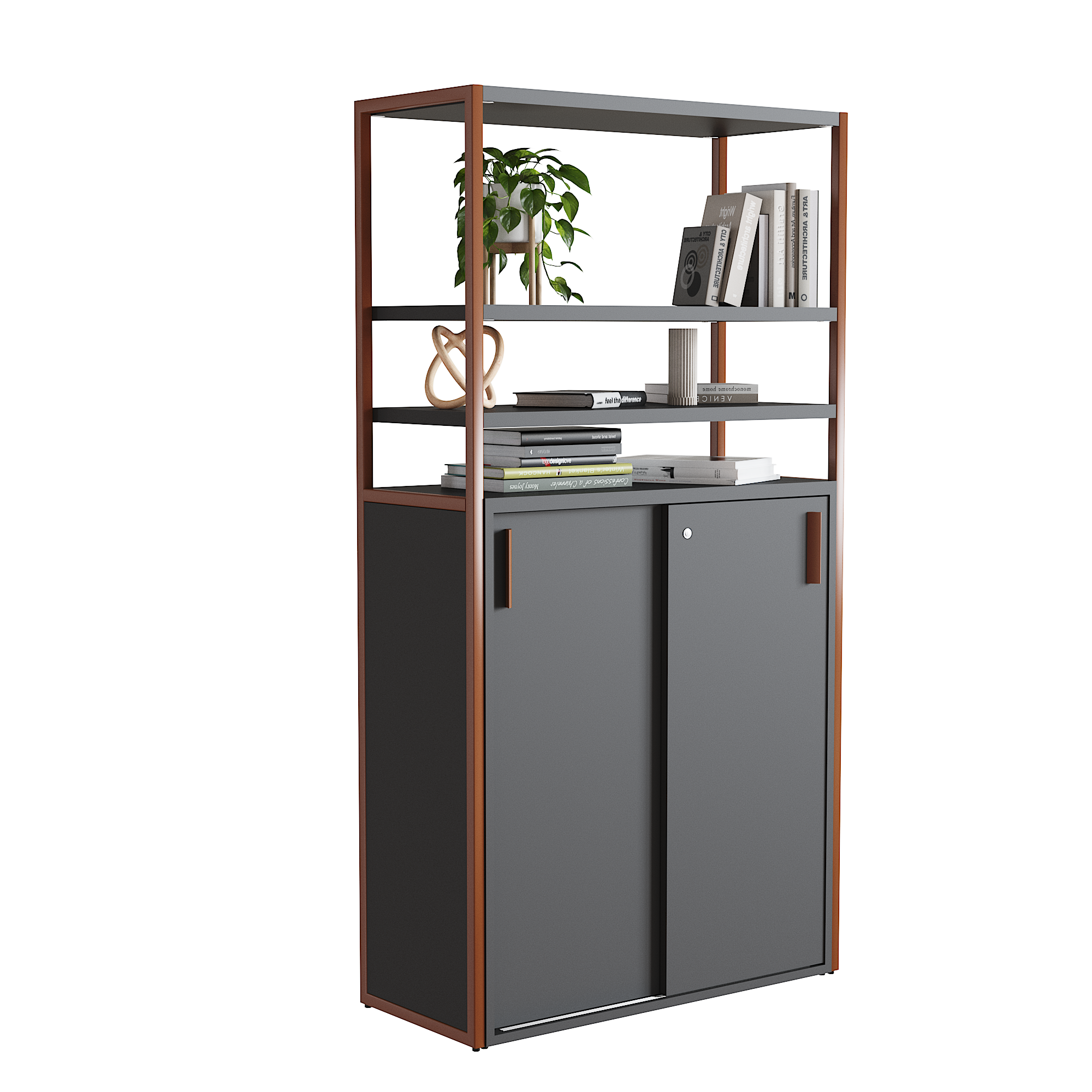 Librero Filio con credenza alta y puertas corredizas 180x90 cm - Imagen 1